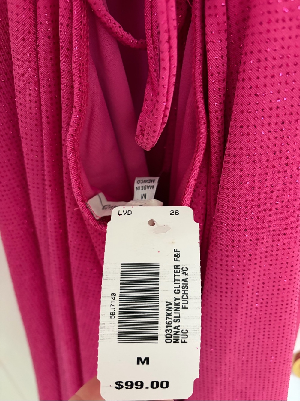 envy Hot Pink Sparkle Spaghetti Strap Dress - Picture 3 of 3